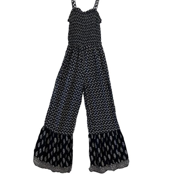 Japna Pants - Japna Black White Handmade Artsy Boho Wide Leg Jumpsuit Womens Sz XS